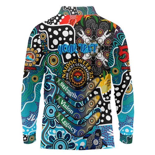 Personalised Sharks NRL Celebrating 50 Years of Naidoc Long Sleeve Polo Shirt NAIDOC Week 2025 Aboriginal