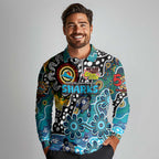 Personalised Sharks NRL Celebrating 50 Years of Naidoc Long Sleeve Polo Shirt NAIDOC Week 2025 Aboriginal