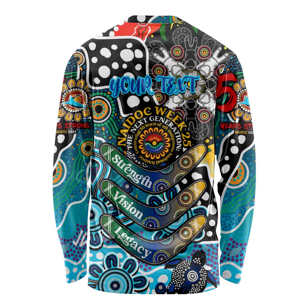 Personalised Sharks NRL Celebrating 50 Years of Naidoc Long Sleeve Shirt NAIDOC Week 2025 Aboriginal