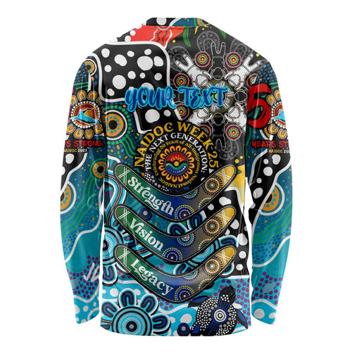 Personalised Sharks NRL Celebrating 50 Years of Naidoc Long Sleeve Shirt NAIDOC Week 2025 Aboriginal