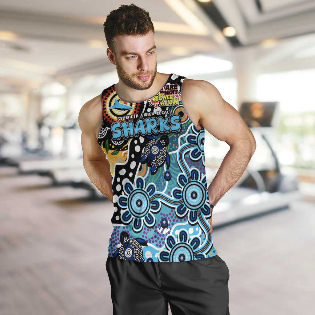 Personalised Sharks NRL Celebrating 50 Years of Naidoc Men Tank Top NAIDOC Week 2025 Aboriginal