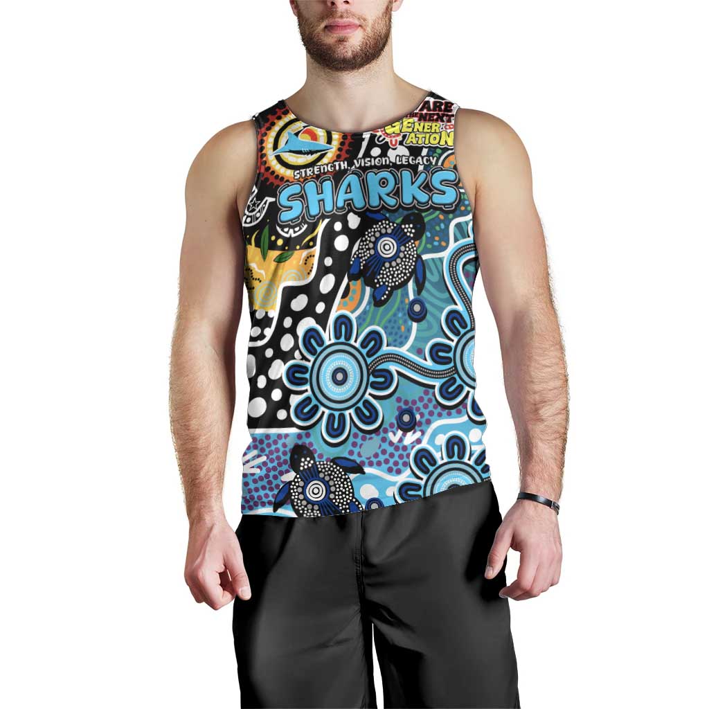 Personalised Sharks NRL Celebrating 50 Years of Naidoc Men Tank Top NAIDOC Week 2025 Aboriginal