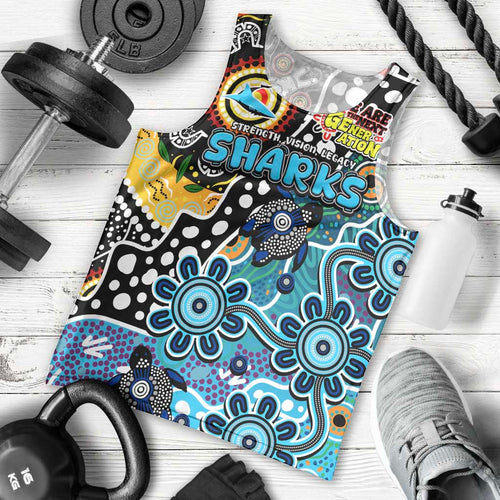 Personalised Sharks NRL Celebrating 50 Years of Naidoc Men Tank Top NAIDOC Week 2025 Aboriginal