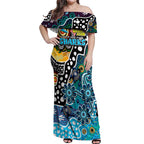 Personalised Sharks NRL Celebrating 50 Years of Naidoc Off Shoulder Maxi Dress NAIDOC Week 2025 Aboriginal