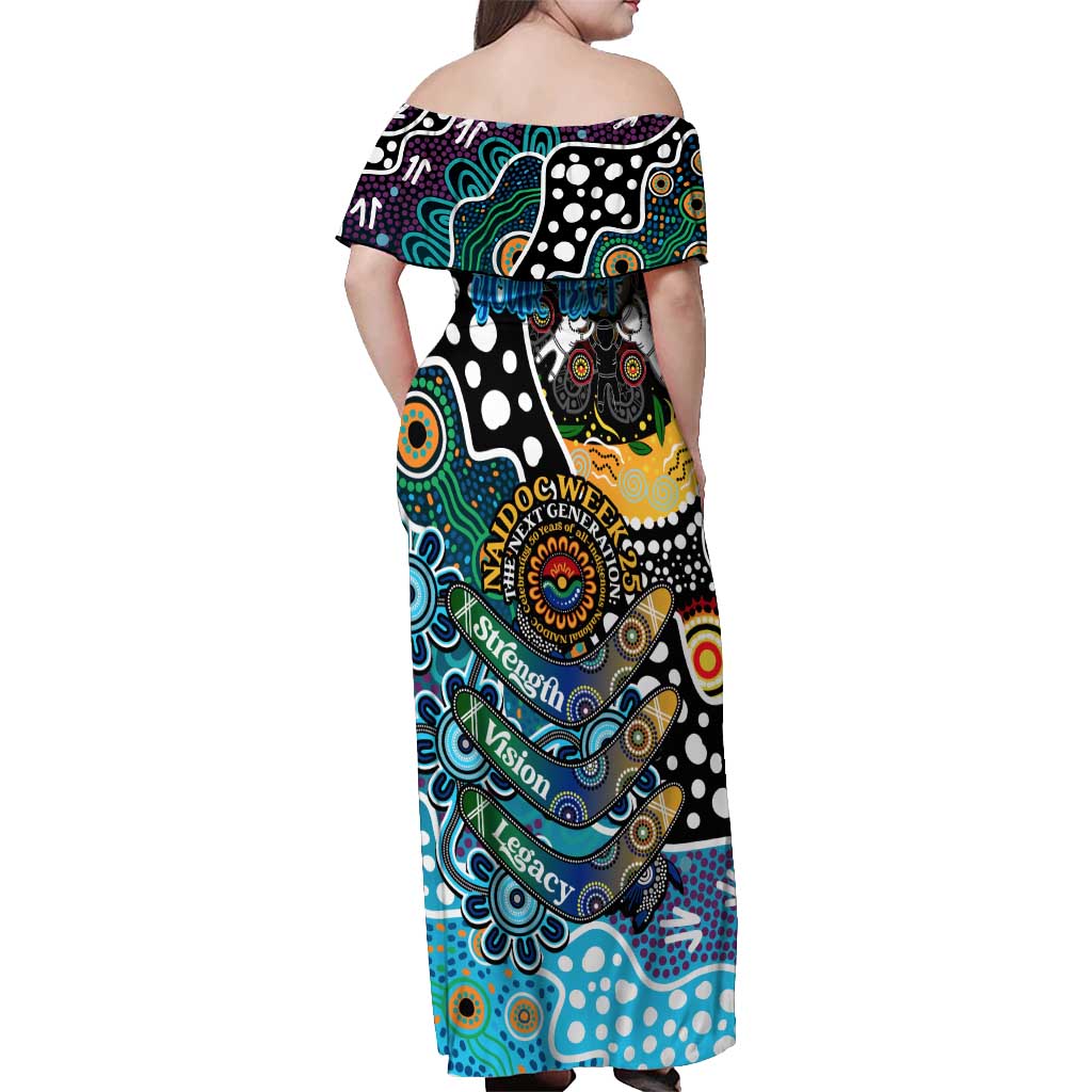 Personalised Sharks NRL Celebrating 50 Years of Naidoc Off Shoulder Maxi Dress NAIDOC Week 2025 Aboriginal