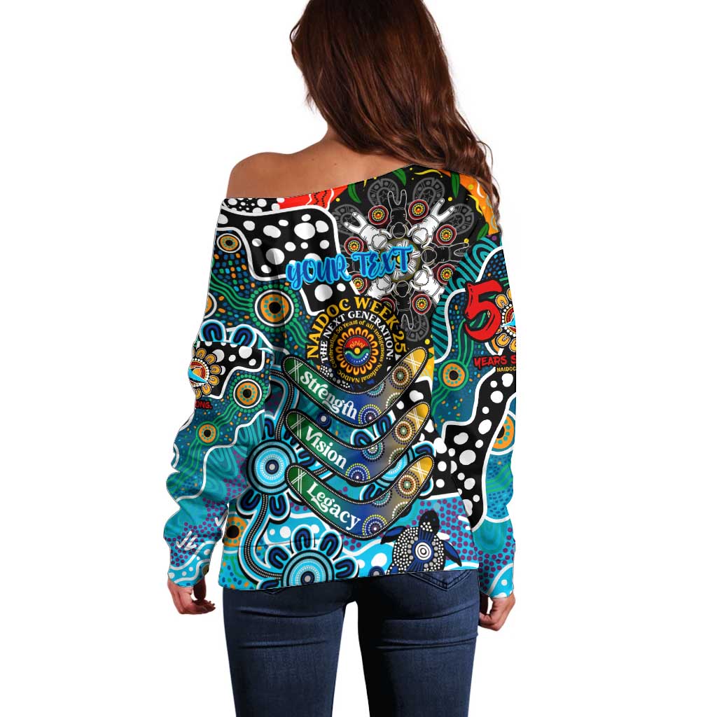 Personalised Sharks NRL Celebrating 50 Years of Naidoc Off Shoulder Sweater NAIDOC Week 2025 Aboriginal