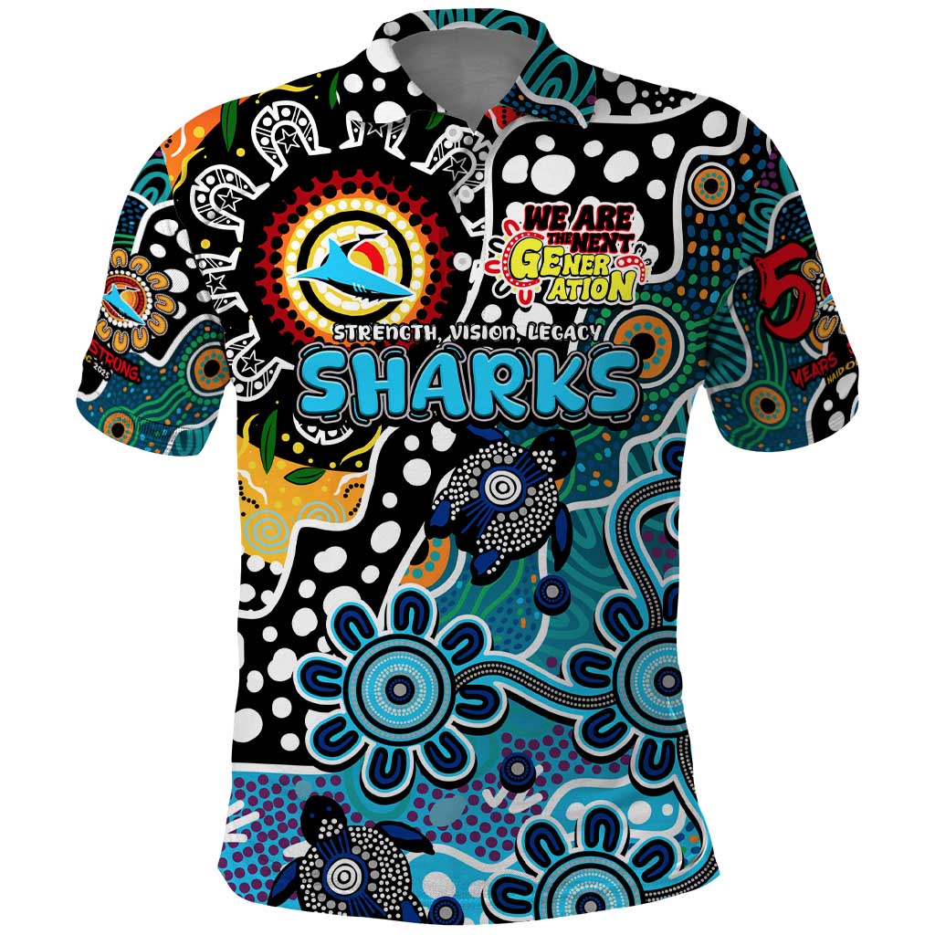 Personalised Sharks NRL Celebrating 50 Years of Naidoc Polo Shirt NAIDOC Week 2025 Aboriginal