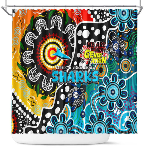 Sharks NRL Celebrating 50 Years of Naidoc Shower Curtain NAIDOC Week 2025 Aboriginal