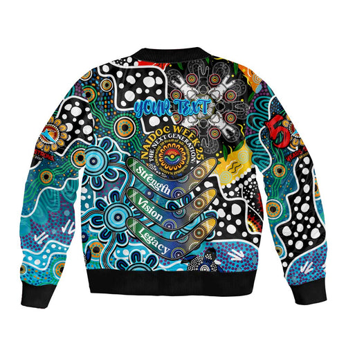 Personalised Sharks NRL Celebrating 50 Years of Naidoc Sleeve Zip Bomber Jacket NAIDOC Week 2025 Aboriginal