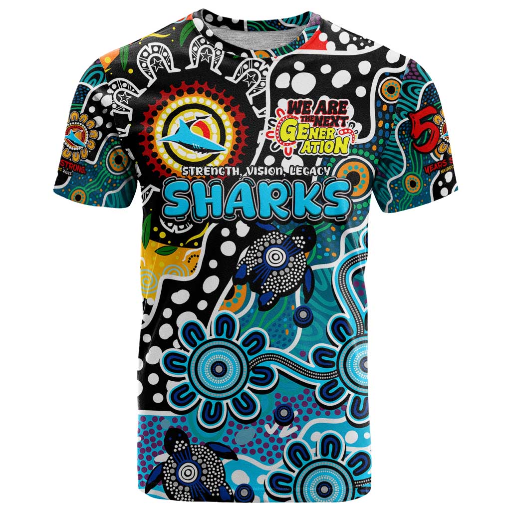 Personalised Sharks NRL Celebrating 50 Years of Naidoc T Shirt NAIDOC Week 2025 Aboriginal