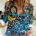 Personalised Sharks NRL Celebrating 50 Years of Naidoc Women Casual Shirt NAIDOC Week 2025 Aboriginal