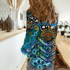 Personalised Sharks NRL Celebrating 50 Years of Naidoc Women Casual Shirt NAIDOC Week 2025 Aboriginal