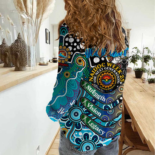 Personalised Sharks NRL Celebrating 50 Years of Naidoc Women Casual Shirt NAIDOC Week 2025 Aboriginal