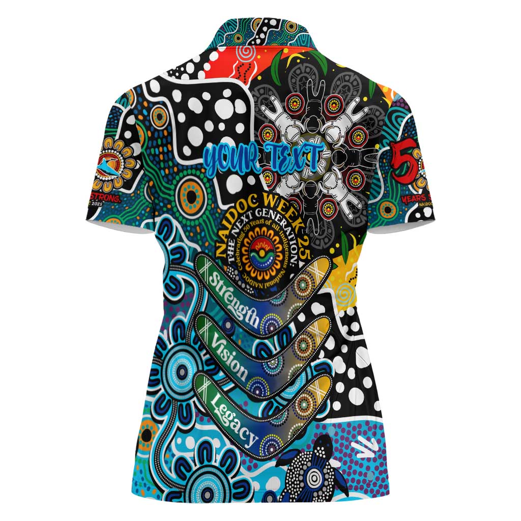 Personalised Sharks NRL Celebrating 50 Years of Naidoc Women Polo Shirt NAIDOC Week 2025 Aboriginal