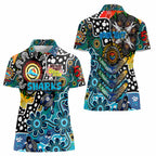 Personalised Sharks NRL Celebrating 50 Years of Naidoc Women Polo Shirt NAIDOC Week 2025 Aboriginal