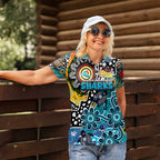 Personalised Sharks NRL Celebrating 50 Years of Naidoc Women Polo Shirt NAIDOC Week 2025 Aboriginal