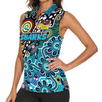 Personalised Sharks NRL Celebrating 50 Years of Naidoc Women Sleeveless Polo Shirt NAIDOC Week 2025 Aboriginal