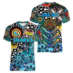 Personalised Sharks NRL Celebrating 50 Years of Naidoc Women V-Neck T-Shirt NAIDOC Week 2025 Aboriginal