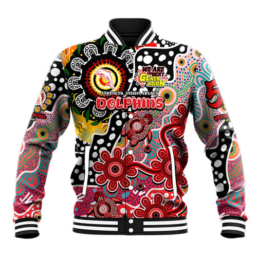 Personalised Dolphins NRL Celebrating 50 Years of Naidoc Baseball Jacket NAIDOC Week 2025 Aboriginal