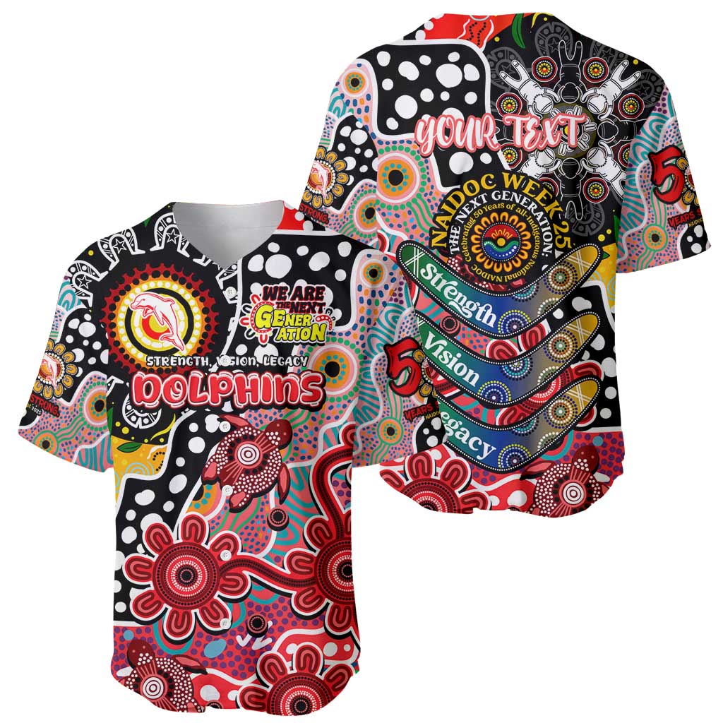 Personalised Dolphins NRL Celebrating 50 Years of Naidoc Baseball Jersey NAIDOC Week 2025 Aboriginal