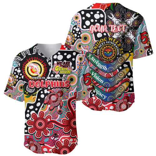 Personalised Dolphins NRL Celebrating 50 Years of Naidoc Baseball Jersey NAIDOC Week 2025 Aboriginal