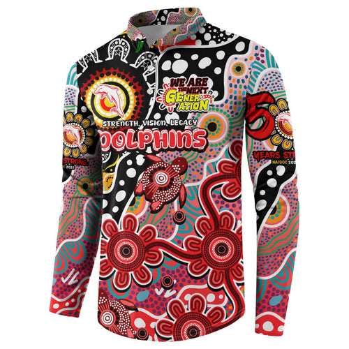 Personalised Dolphins NRL Celebrating 50 Years of Naidoc Button Sweatshirt NAIDOC Week 2025 Aboriginal