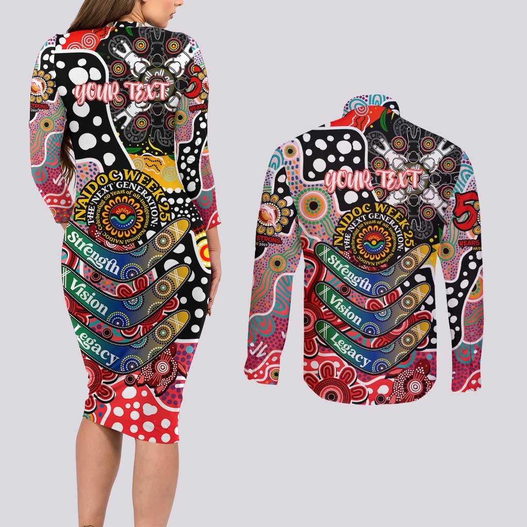 Personalised Dolphins NRL Celebrating 50 Years of Naidoc Couples Matching Long Sleeve Bodycon Dress and Long Sleeve Button Shirt NAIDOC Week 2025 Aboriginal