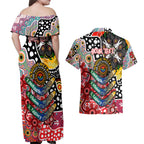 Personalised Dolphins NRL Celebrating 50 Years of Naidoc Couples Matching Off Shoulder Maxi Dress and Hawaiian Shirt NAIDOC Week 2025 Aboriginal