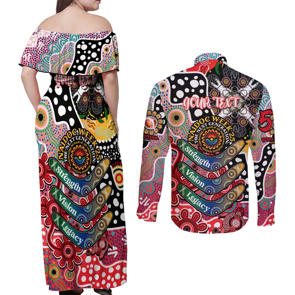 Personalised Dolphins NRL Celebrating 50 Years of Naidoc Couples Matching Off Shoulder Maxi Dress and Long Sleeve Button Shirt NAIDOC Week 2025 Aboriginal