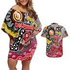 Personalised Dolphins NRL Celebrating 50 Years of Naidoc Couples Matching Off Shoulder Short Dress and Hawaiian Shirt NAIDOC Week 2025 Aboriginal