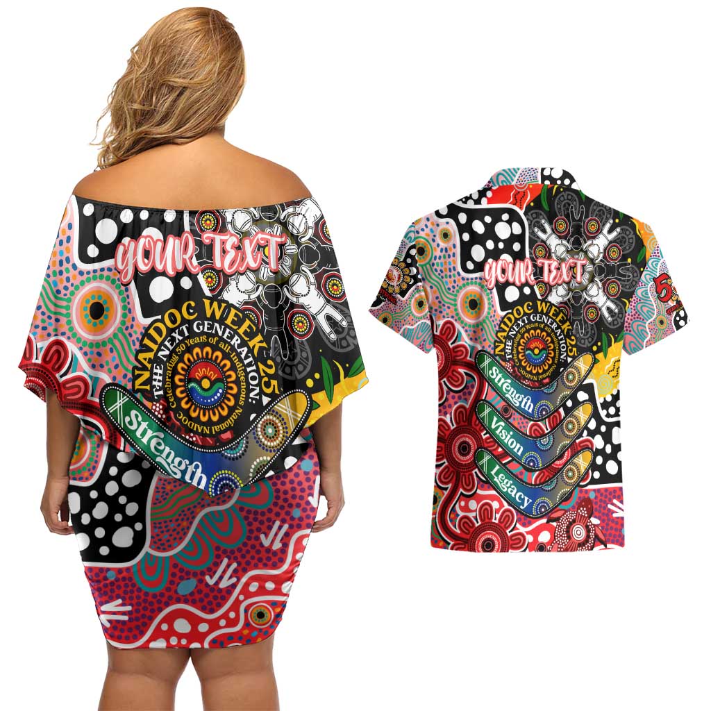 Personalised Dolphins NRL Celebrating 50 Years of Naidoc Couples Matching Off Shoulder Short Dress and Hawaiian Shirt NAIDOC Week 2025 Aboriginal