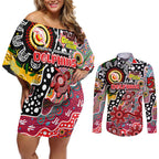 Personalised Dolphins NRL Celebrating 50 Years of Naidoc Couples Matching Off Shoulder Short Dress and Long Sleeve Button Shirt NAIDOC Week 2025 Aboriginal