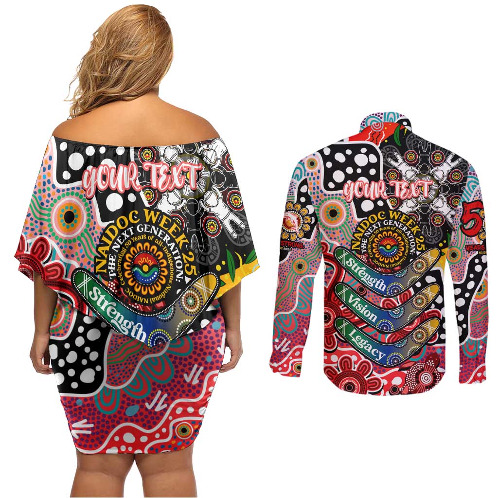 Personalised Dolphins NRL Celebrating 50 Years of Naidoc Couples Matching Off Shoulder Short Dress and Long Sleeve Button Shirt NAIDOC Week 2025 Aboriginal
