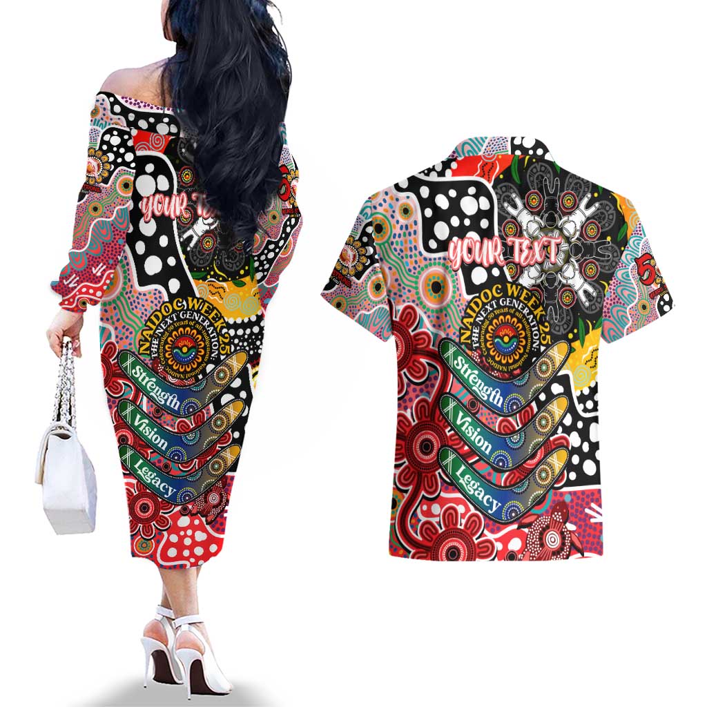 Personalised Dolphins NRL Celebrating 50 Years of Naidoc Couples Matching Off The Shoulder Long Sleeve Dress and Hawaiian Shirt NAIDOC Week 2025 Aboriginal