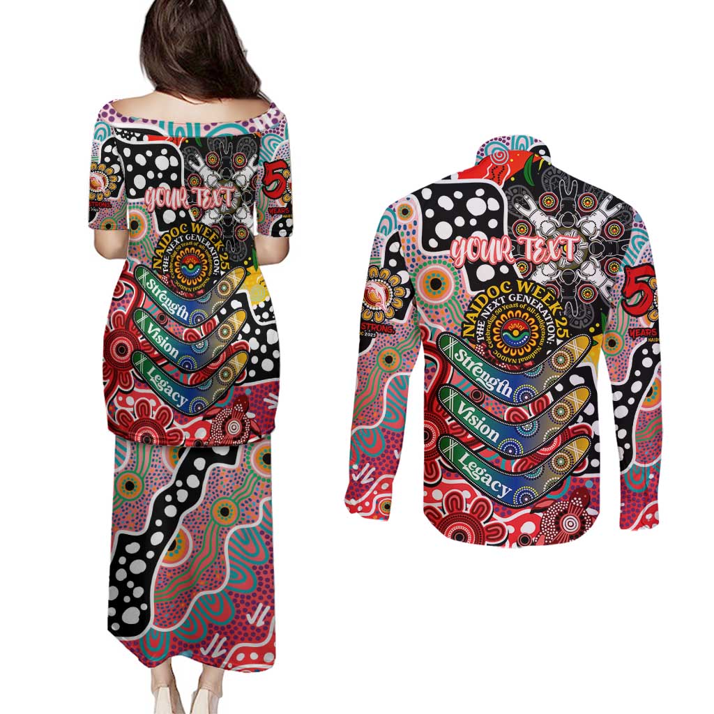 Personalised Dolphins NRL Celebrating 50 Years of Naidoc Couples Matching Puletasi and Long Sleeve Button Shirt NAIDOC Week 2025 Aboriginal