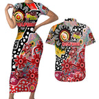Personalised Dolphins NRL Celebrating 50 Years of Naidoc Couples Matching Short Sleeve Bodycon Dress and Hawaiian Shirt NAIDOC Week 2025 Aboriginal