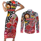 Personalised Dolphins NRL Celebrating 50 Years of Naidoc Couples Matching Short Sleeve Bodycon Dress and Long Sleeve Button Shirt NAIDOC Week 2025 Aboriginal