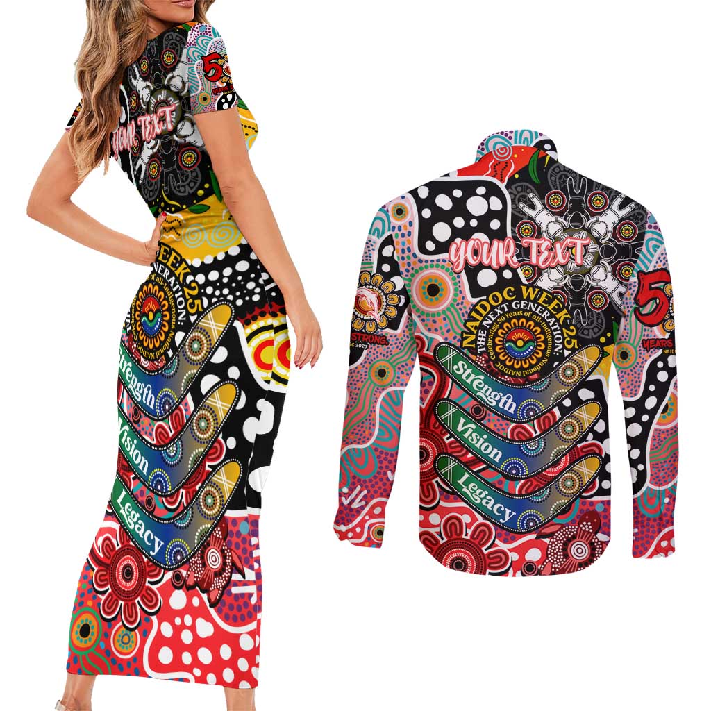 Personalised Dolphins NRL Celebrating 50 Years of Naidoc Couples Matching Short Sleeve Bodycon Dress and Long Sleeve Button Shirt NAIDOC Week 2025 Aboriginal