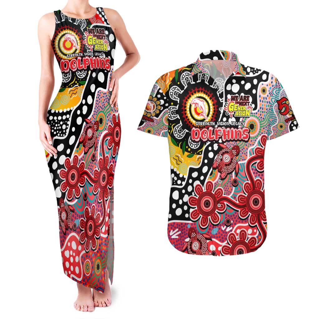 Personalised Dolphins NRL Celebrating 50 Years of Naidoc Couples Matching Tank Maxi Dress and Hawaiian Shirt NAIDOC Week 2025 Aboriginal