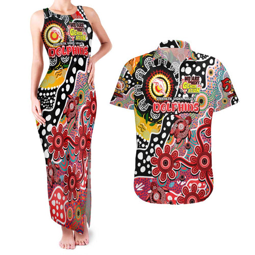 Personalised Dolphins NRL Celebrating 50 Years of Naidoc Couples Matching Tank Maxi Dress and Hawaiian Shirt NAIDOC Week 2025 Aboriginal