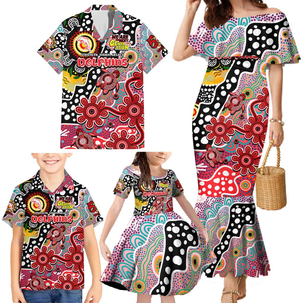 Personalised Dolphins NRL Celebrating 50 Years of Naidoc Family Matching Mermaid Dress and Hawaiian Shirt NAIDOC Week 2025 Aboriginal