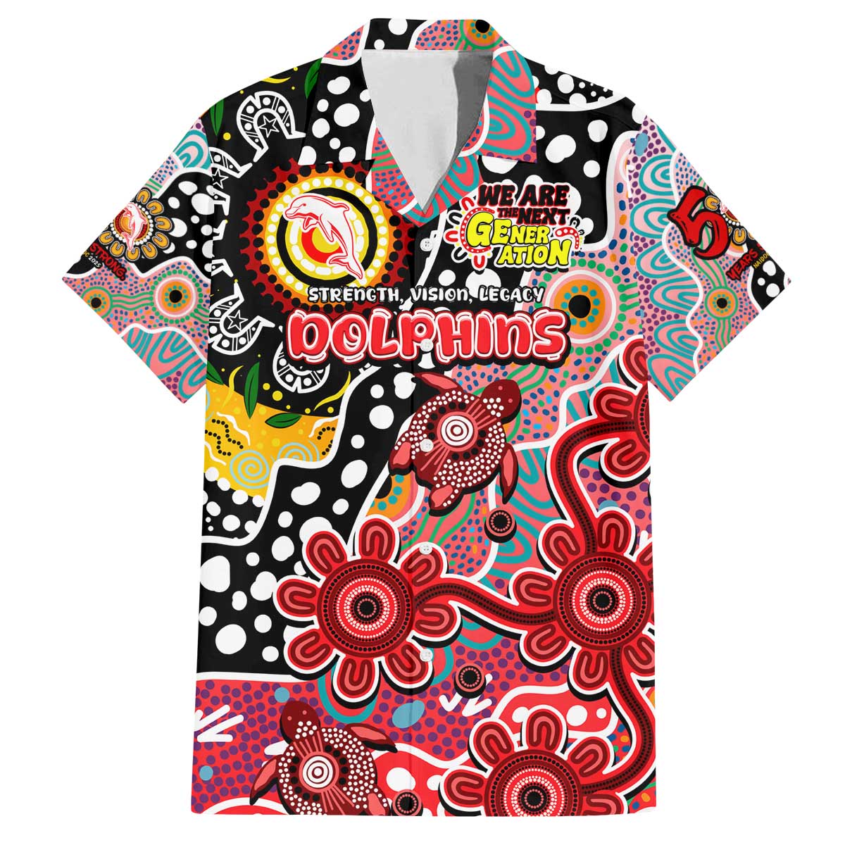 Personalised Dolphins NRL Celebrating 50 Years of Naidoc Family Matching Off The Shoulder Long Sleeve Dress and Hawaiian Shirt NAIDOC Week 2025 Aboriginal