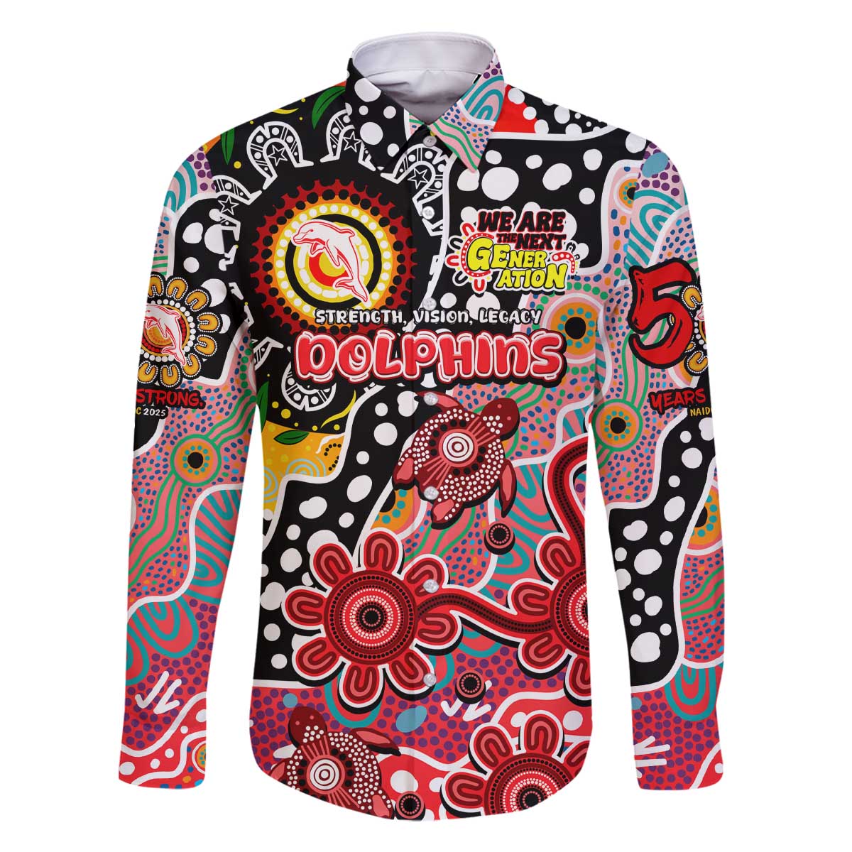 Personalised Dolphins NRL Celebrating 50 Years of Naidoc Family Matching Off The Shoulder Long Sleeve Dress and Hawaiian Shirt NAIDOC Week 2025 Aboriginal