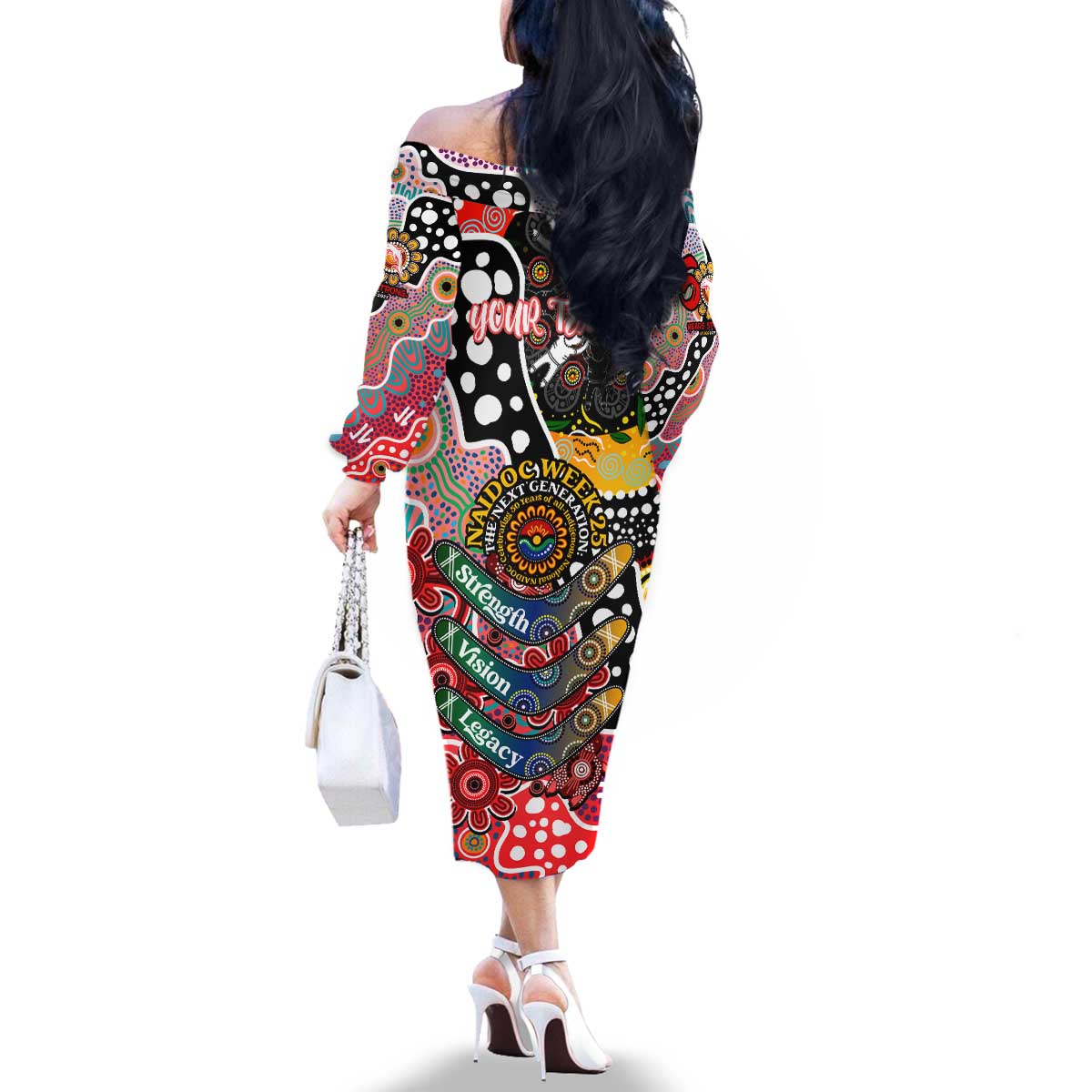Personalised Dolphins NRL Celebrating 50 Years of Naidoc Family Matching Off The Shoulder Long Sleeve Dress and Hawaiian Shirt NAIDOC Week 2025 Aboriginal