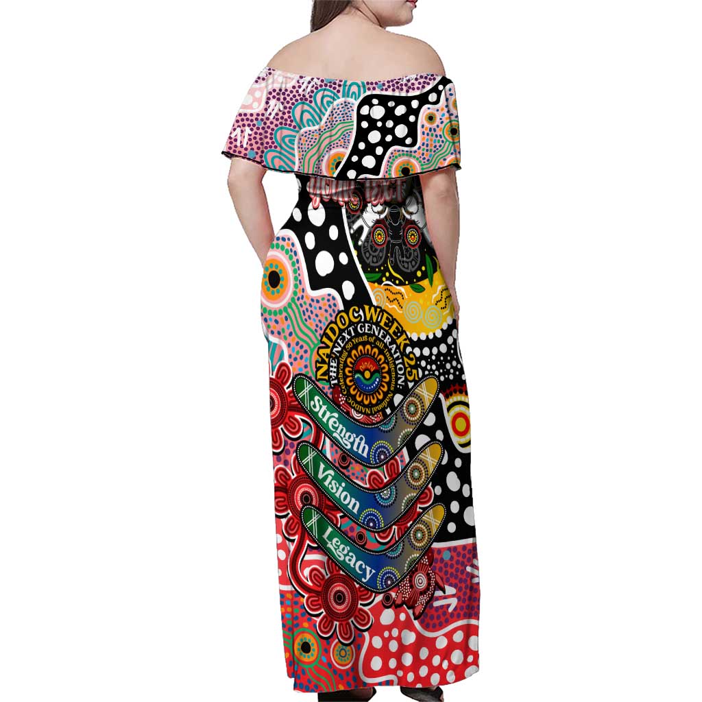 Personalised Dolphins NRL Celebrating 50 Years of Naidoc Family Matching Off Shoulder Maxi Dress and Hawaiian Shirt NAIDOC Week 2025 Aboriginal