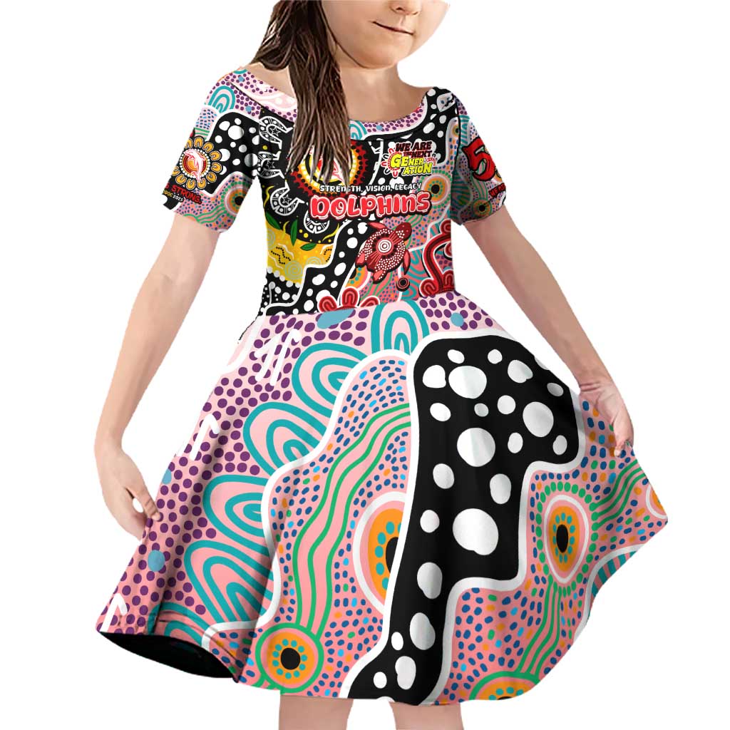 Personalised Dolphins NRL Celebrating 50 Years of Naidoc Family Matching Off Shoulder Short Dress and Hawaiian Shirt NAIDOC Week 2025 Aboriginal