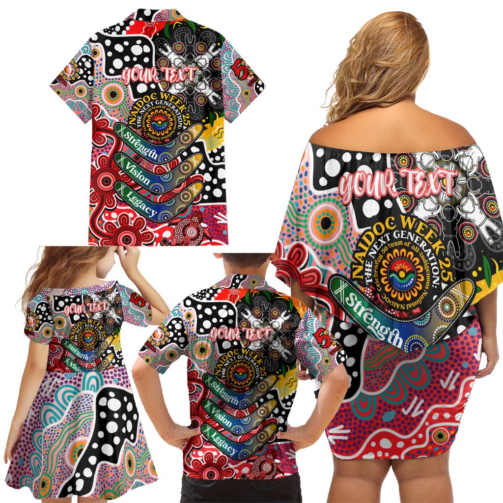 Personalised Dolphins NRL Celebrating 50 Years of Naidoc Family Matching Off Shoulder Short Dress and Hawaiian Shirt NAIDOC Week 2025 Aboriginal