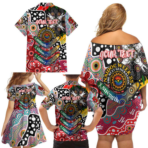 Personalised Dolphins NRL Celebrating 50 Years of Naidoc Family Matching Off Shoulder Short Dress and Hawaiian Shirt NAIDOC Week 2025 Aboriginal