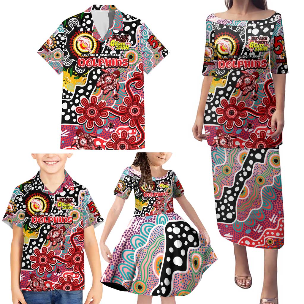 Personalised Dolphins NRL Celebrating 50 Years of Naidoc Family Matching Puletasi and Hawaiian Shirt NAIDOC Week 2025 Aboriginal
