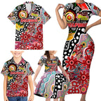 Personalised Dolphins NRL Celebrating 50 Years of Naidoc Family Matching Short Sleeve Bodycon Dress and Hawaiian Shirt NAIDOC Week 2025 Aboriginal